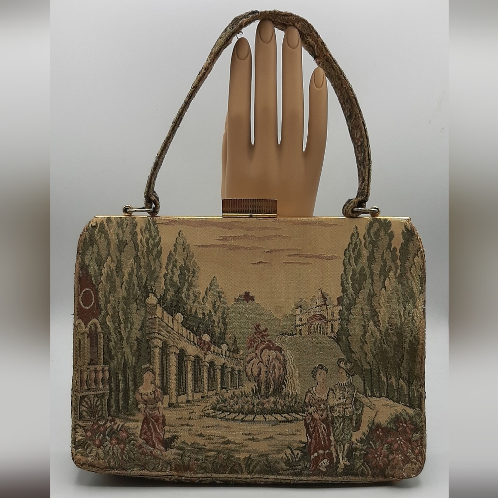 Vintage Handbag by La Marquise Fine ItalianTapestry Purse 2 Inside Pockets